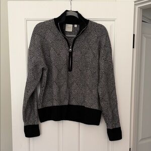 Varley Black and White Zip-Up Sweater
